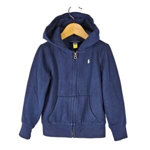 POLO RALPH LAUREN BLUE FULL ZIP HOODIE – TODDLER SIZE 5 - COTTON BLEND
